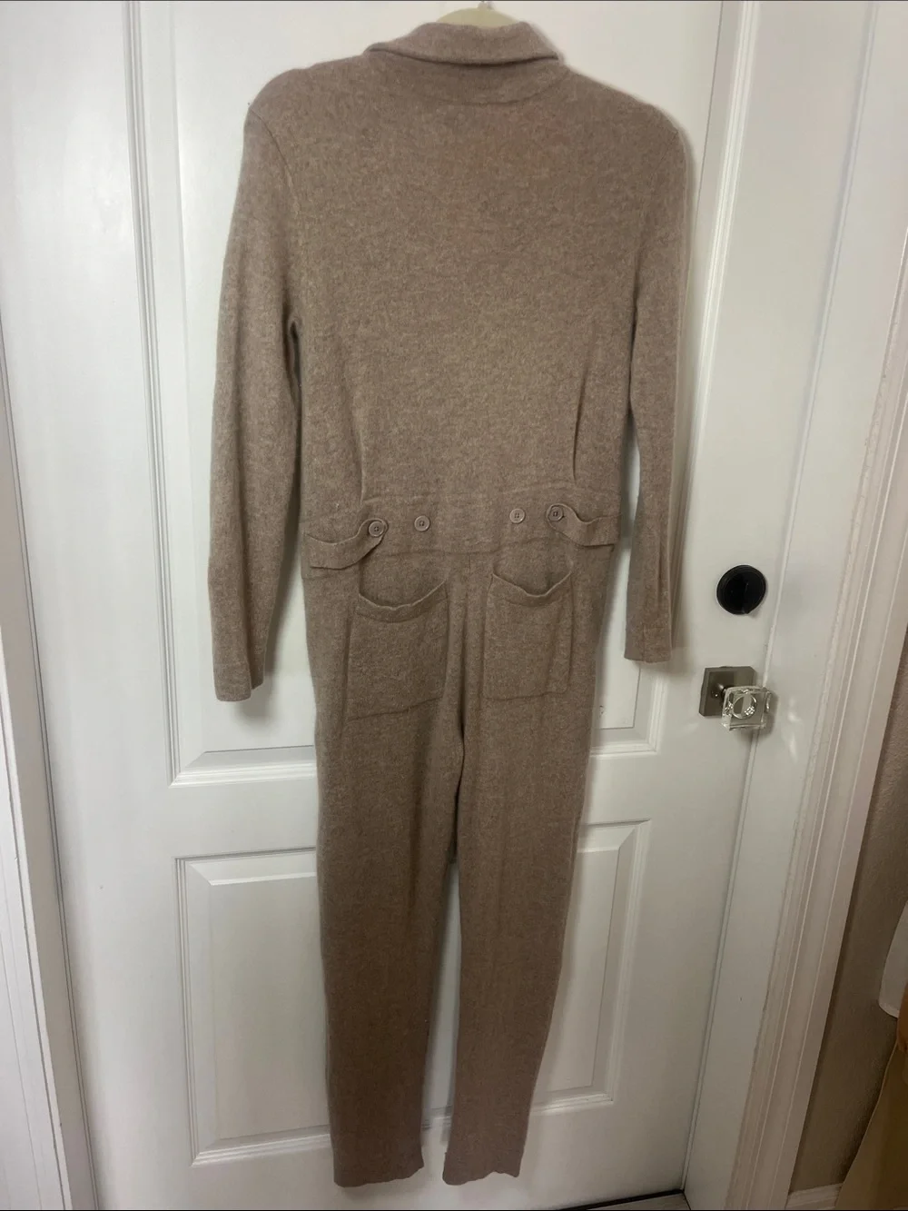 NakedCashmere soft tan oatmeal colored jumpsuit with pockets S/M